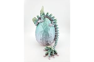 THE GEEK GALLERIA 3D Printed Articulated Silk Classic Rainbow Butterfly Dragon, Home/Office/Desktop Decor, Flexible Sensory Toy, Unique Gift, Insect Lover Gift. (9.5 Inch Dragon with Crystalized Egg)