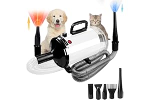 Xapigo Dog Vacuum & Dryer for Shedding Grooming,5.2HP/ 3800W Dog Grooming Kit,Adjustable Speed and Temperature with 5 Nozzles