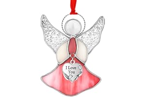 KUNDGLA Angel Stained Glass Panels Sun Catcher I Love You Decorative Indoor Windows Metal Suncatcher Ornament, Gifts for mom Friends Teacher Birthday Christmas Tree Holiday Hanging Décor