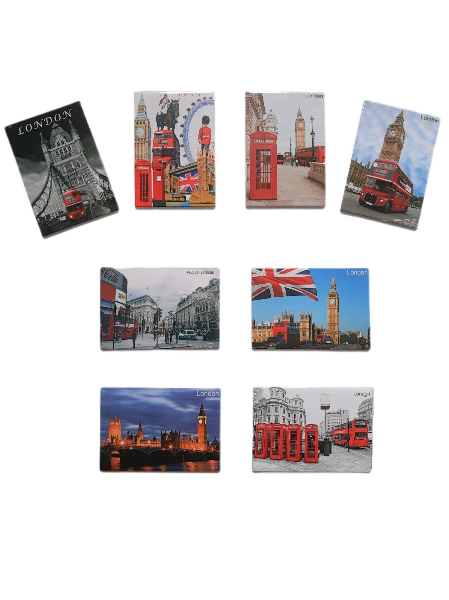 Polar Star 8 pcs Unique British Picture Fridge Magnets, Collectible Souvenir, Designed in U.K., 55mmX80mm(2.12inchX3.12inch), 3mm thickness, Pack of 8