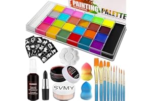AOLIKOKO 26 Colors Face & Body Paint Palette Kit ,Halloween Makeup Kit, face painting kit professional, Ideal for Halloween Cosplay Party SFX Arty Stage Makeup(26-Colors Set)