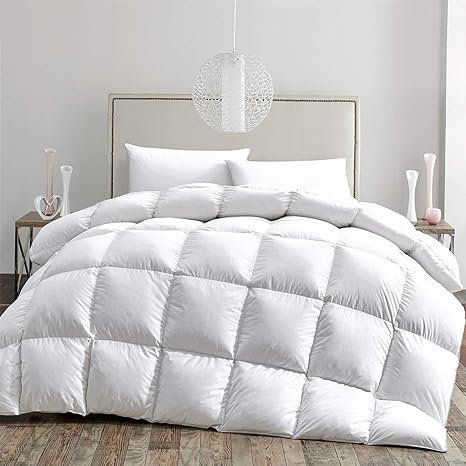 Amazon Com Hombys Luxurious Goose Down Comforter King 106x90 Duvet Insert All Season Hypo Allergenic 100 Cotton Cover Down Proof With 8 Corner Tabs Feather Down Comforter 65oz Fill Weight King White Kitchen Dining