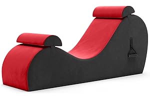 Avana Chakra Yoga Chaise - 2 Adjustable Headrests & Handles with Adjustable Straps, Micro-Velvet/Microloop, Red & Grey
