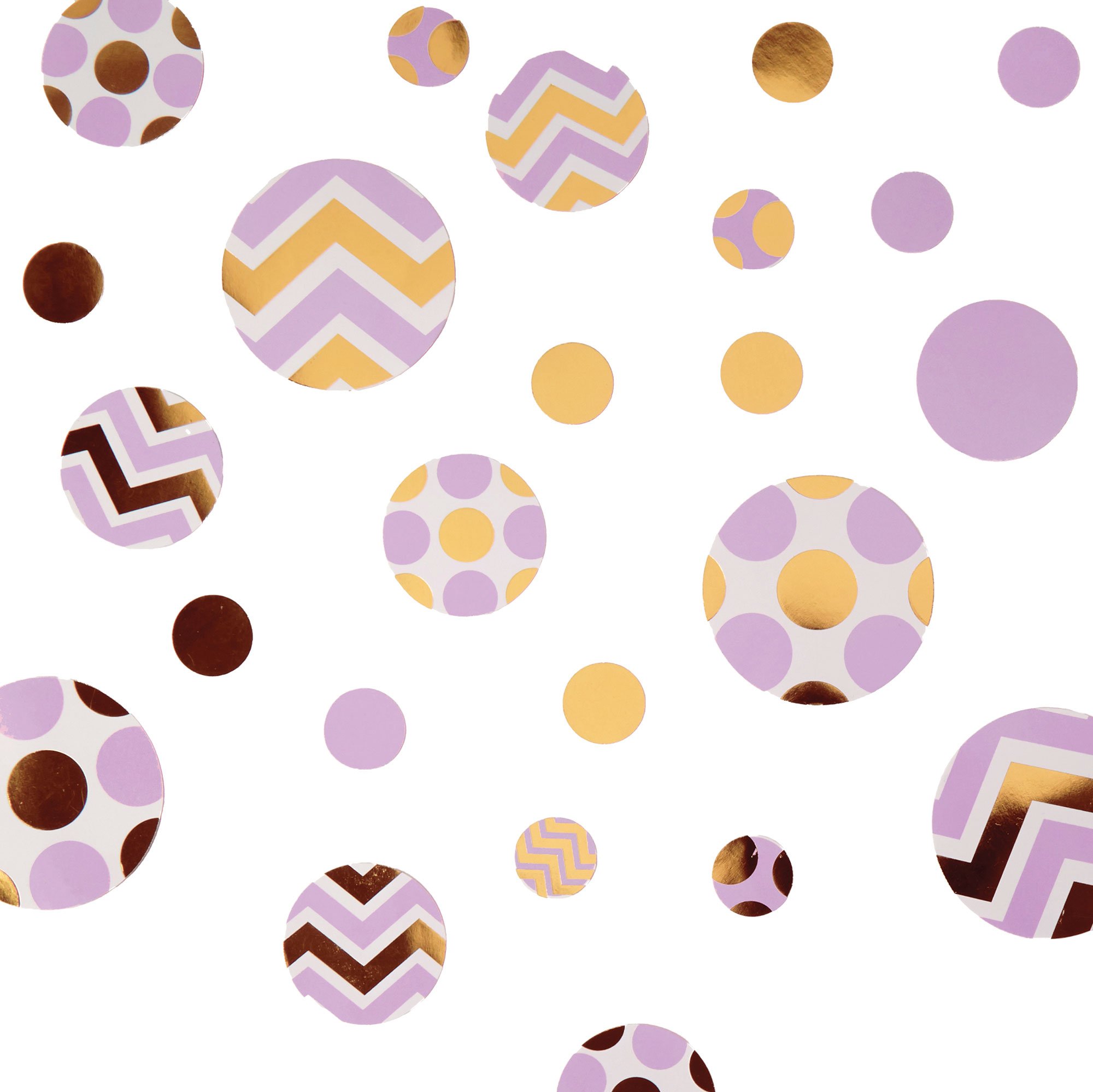 Neviti Pattern Works Table Scatters/Confetti - Lilac & Gold Chevrons & Dots - 16 Pack