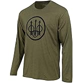 Beretta Men's Trident Logo Casual Durable Multi-Purpose Comfortable Cotton Blend Ribbed Crew Neck Plain Long Sleeve T-Shirt