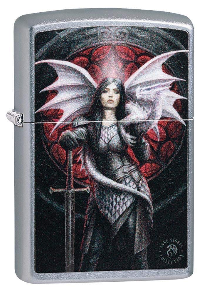 Zippo Anne Stokes Dragon Warrior Street Chrome Pocket Lighter