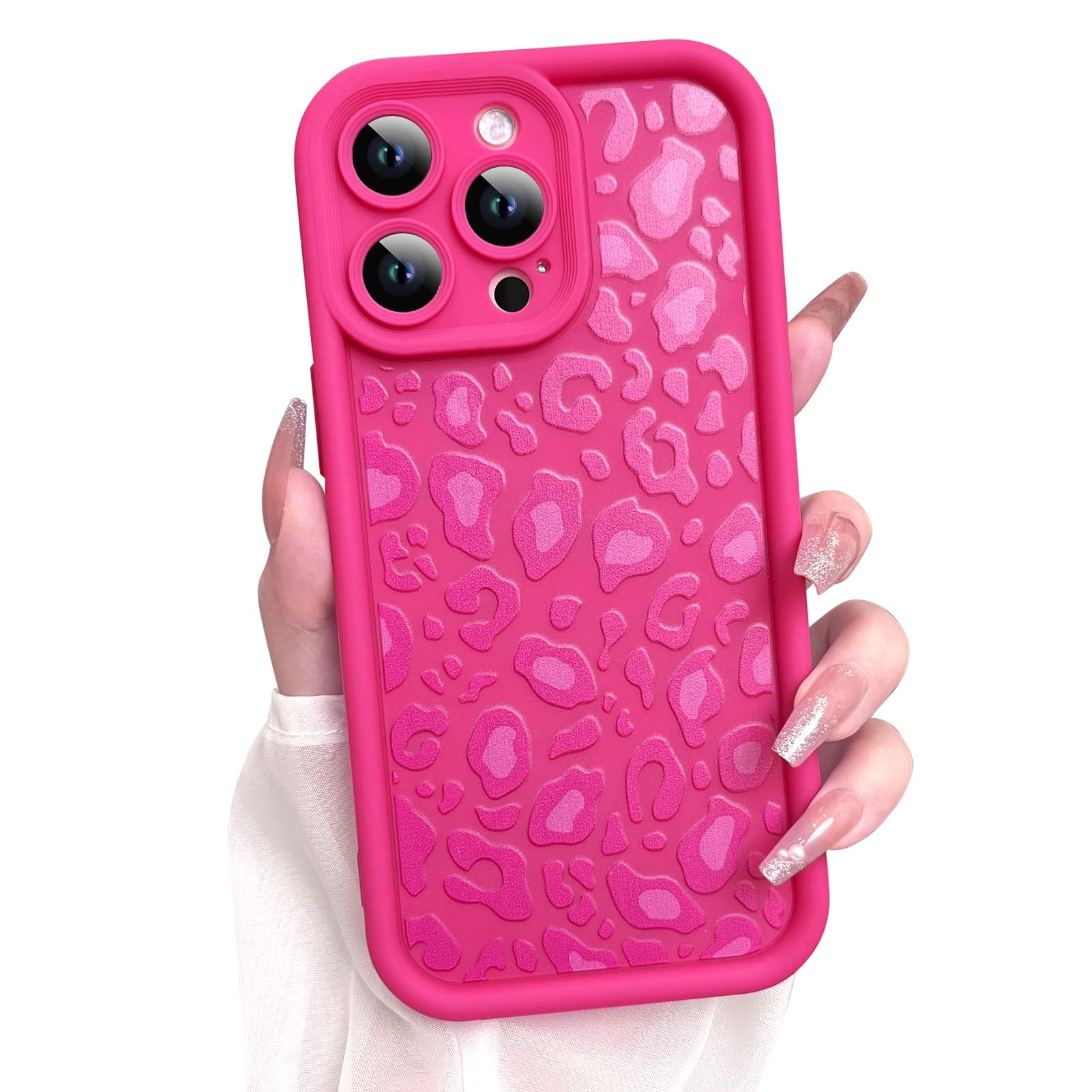 KANGHAR Case for iPhone 15 Pro Leopard Printed Pattern Cute Cheetah Phone Case Soft TPU Shockproof Protective Cover for iPhone 15 Pro 6.1 Inch Hot Pink
