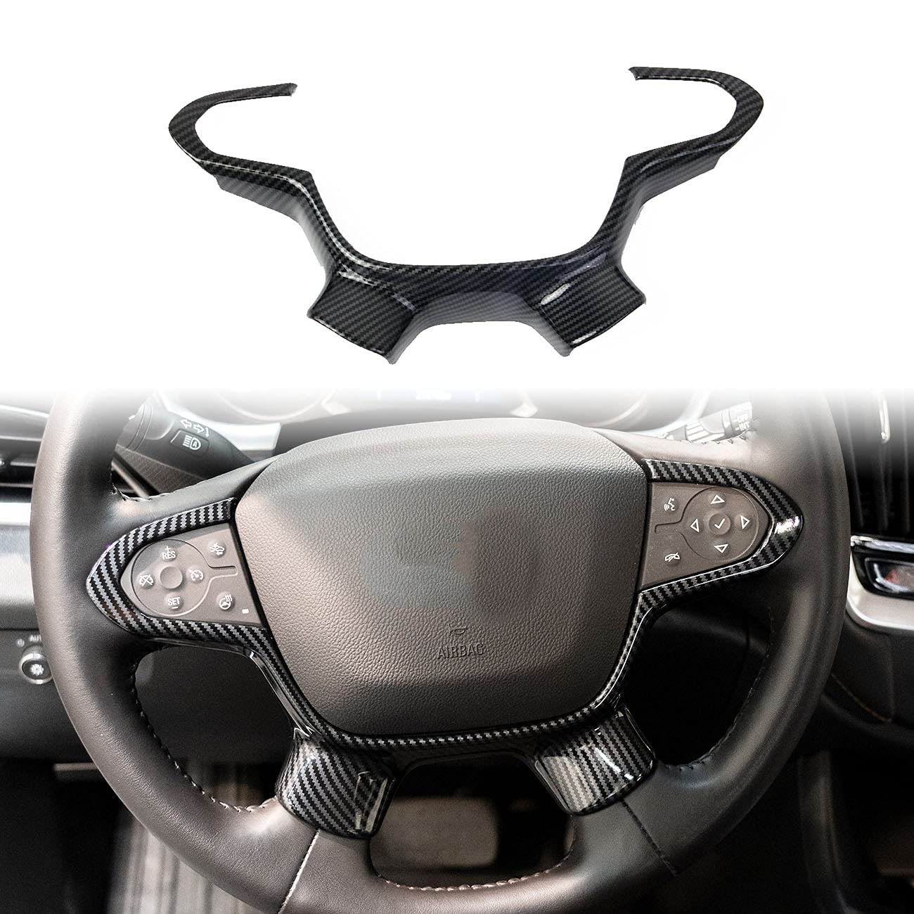 Photo 1 of Korlot Carbon Fiber Outlook Steering Wheel Interior Cover Trim Accessories for Chevrolet Traverse 2018-2023/Colorado 2015-2022