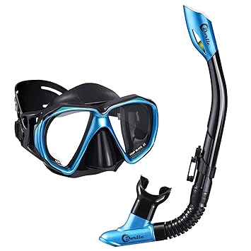 Dorlle Schnorchel Dry Schnorchelset Schnorchelmaske, Premium Erwachsene Schnorchel Tauchset mit Taucherbrille und Anti-Leck A