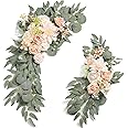 SERRAFLORA Wedding Arch Flowers Swags Kit (Pack of 2) for DIY Artificial Peony Greenery Arrangements Party Welcome Ceremony Sign and Reception Backdrop Floral Decoration