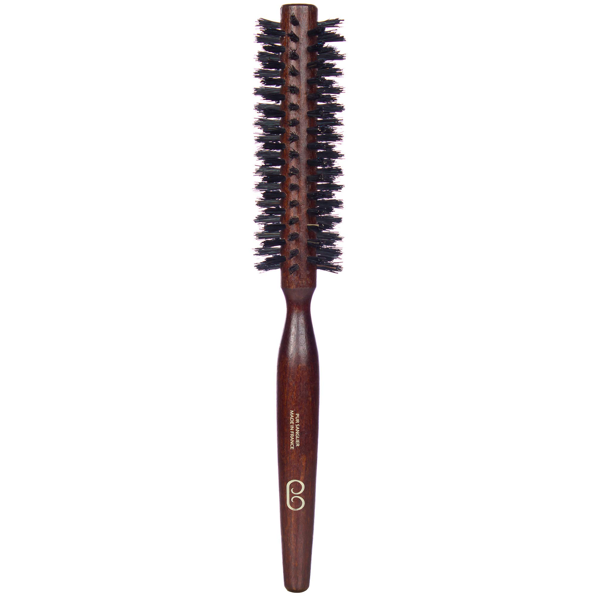 L'Artisan Brossier - Round Hairbrush Natural Bristle in Beech Wood 8 Rows - Handmade in France
