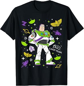 Disney and Pixar's Toy Story Buzz Lightyear Space Collage T-Shirt