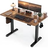 Claiks Electric Height Adjustable Standing Desk, 48x24 Inch, Rustic Brown | Smooth Height Adjustment, 3 Memory Presets, Cable Management Hub&amp;Hook, Stable Steel Frame, 176lbs Capacity, Easy Assembly