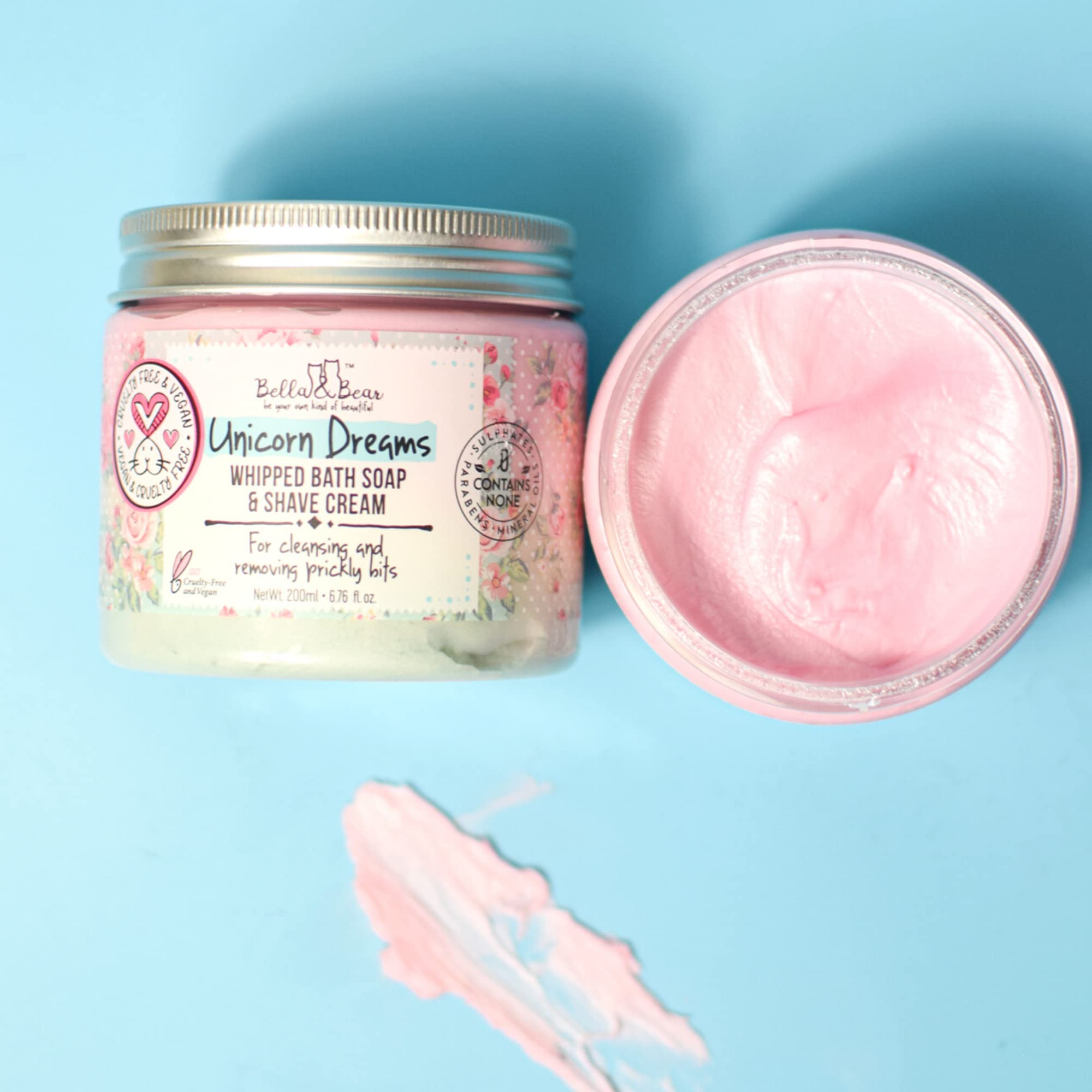 Bella & Bear Unicorn Dreams Whipped Bath Soap, SLS Free, Paraben Free, Cruelty-Free, Vegan Body Wash And Shave Cream, 6.7oz mango & pineapple with a hint of vanilla