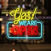 WittyRhE Open Neon Signs Yes We Are Open Neon Light,USB Powered,Hanging Wall Art Decor for Business,Coffee, Shop, Bar, Bakery,Hotel Store,13.7 x 12.2 IN-USB Powered-Acrylic