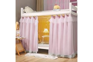 Mocarly Dorm Single Twin Bunk Bed Tents Drapes Dustproof Blackout Underbed Cloth Bed Privacy Curtains(Pink-2panels, 47.2 x 78.7 in)