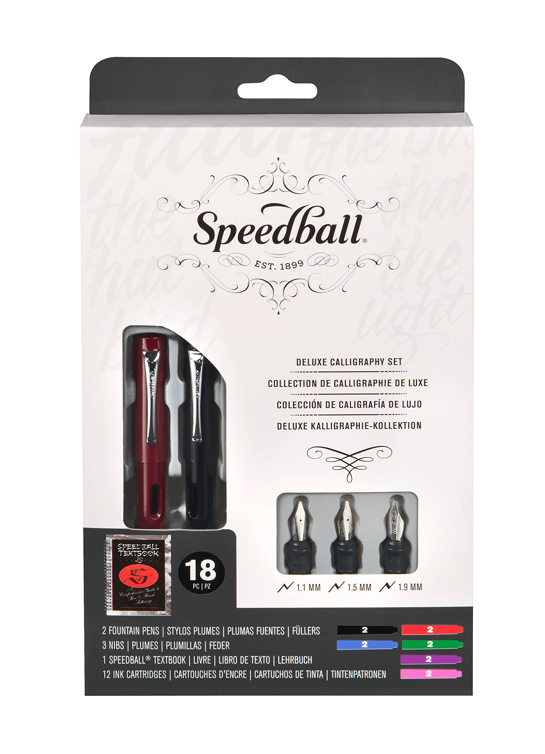 Speedball Calligraphy Fountain Dip Pen Set, 2 Fountain Pens, 3 Nibs, 12 Ink Cartridges, Speedball Textbook, Calligraphy, Writing, Lettering, Art, Craft, Artists, Hobbyists, Enthusiasts