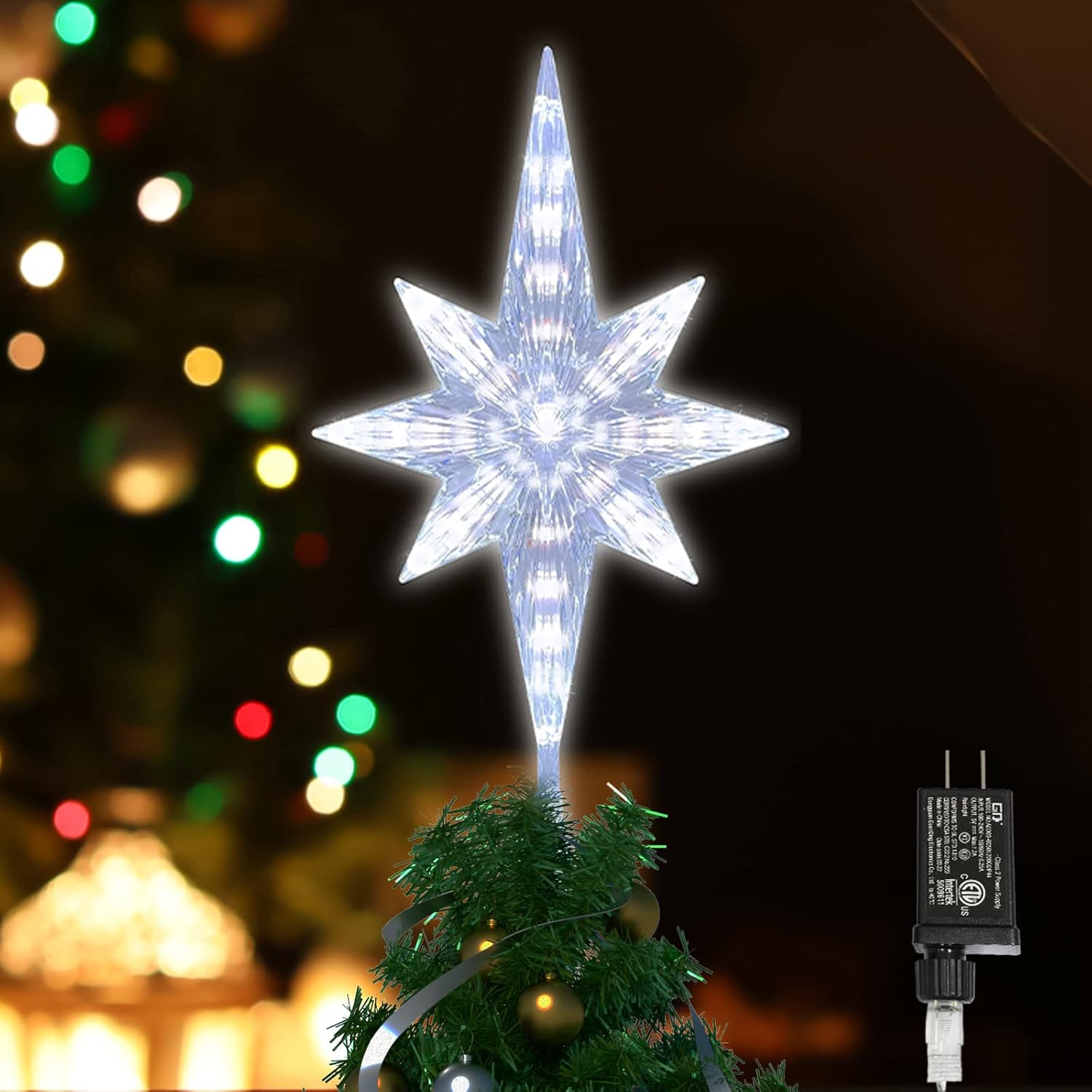 Tree Toppers - LAMPHOME Christmas Tree Topper (11 Inch 41 LED Twinkling White)