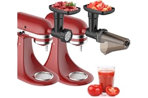 Fruit & Vegetable Strainer Attachment Set for Kitchenaid Stand Mixer, Includes Food Grinder Attachment with Sausage Stuffer Tubes and Juicer Auger, Meat Grinder Attachment for Kitchenaid by InnoMoon