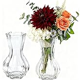Vases for Flowers,Set of 2 Glass Vase,Clear Vase,8 inches Tall Ribbed Vases for Modern Boho Home Decor,Living Room,Wedding,Table Centerpieces