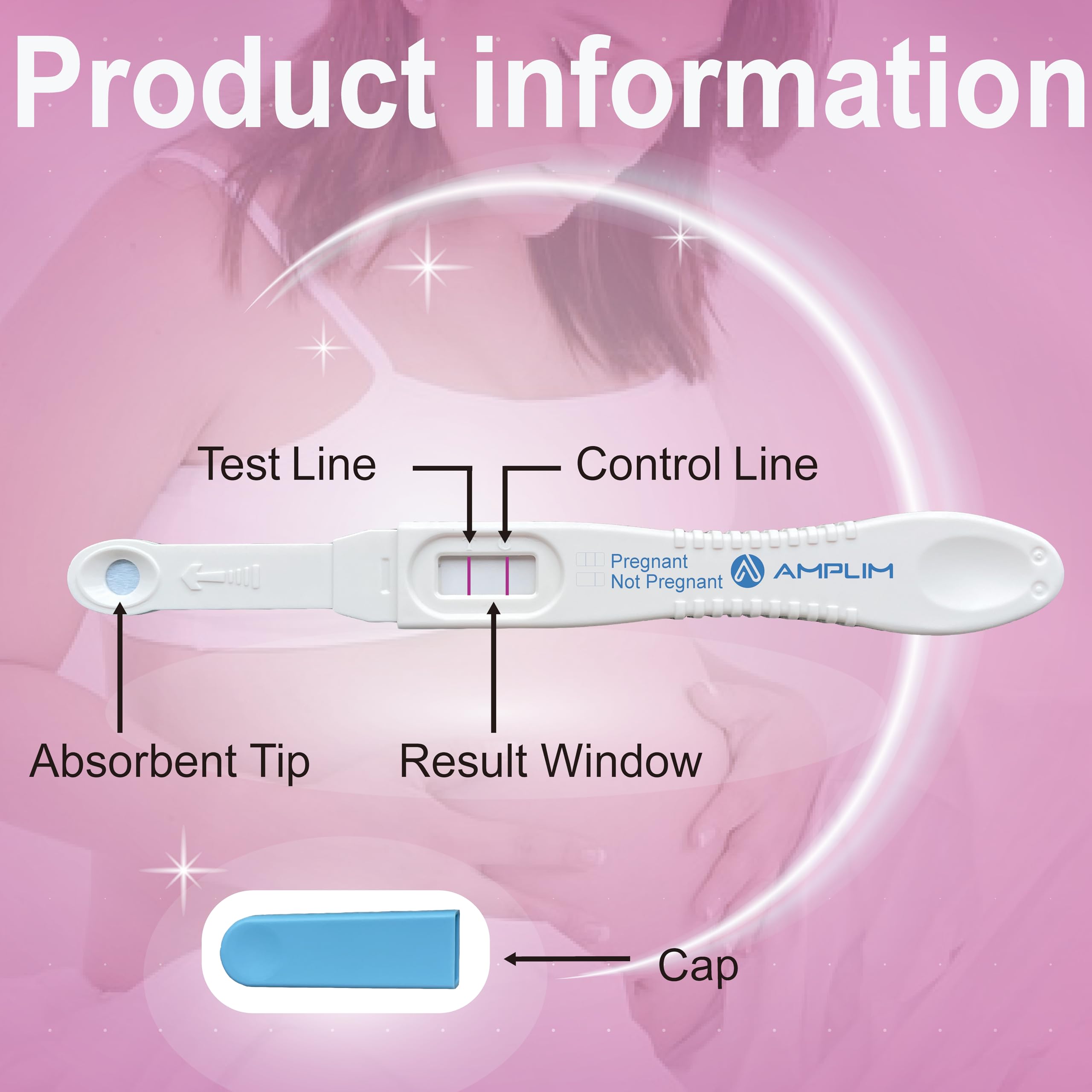 Amplim Pregnancy Test 6 Pack – Early Detection HCG Urine Test for Women, High 10mIU/mL Sensitivity, 99.9% Accurate, Rapid Home Midstream Test, Clear Results, Easy to Use, Reliable & FSA HSA Eligible