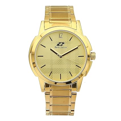 Bern Suisse Stainless Steel Full Golden Classic Design Japanese Quartz Watch for Men - Gold