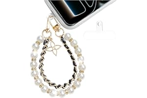BERITNI Beaded Phone Charm, Pearl Phone Wrist Strap for Women, Hands-free Phone Bracelet Straps, Anti-Lost Wristle Chain