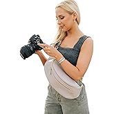 rr ruby+rae The Sidekick Camera Bag – Compact, Vegan Leather, Hands-Free Crossbody with Protective Suede Interior, Gray