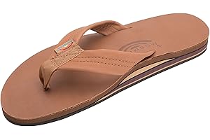 Rainbow Sandals Men's Leather Double Layer with Arch Wide Strap