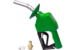 MENAITEK Black 3/4" Automatic Fuel Nozzle with Fuel Hose Swivel Barb Adapter Fitting,Hose Clamp,Auto Shut-off Fuel Nozzle,Max Flow 16GPM Fuel Transfer Pump Nozzle,13/16" Spout Used for Diesel,Gasoline