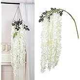 IPOPU White Wisteria Hanging Flowers Garland 5.25FT – Artificial Wisteria Vine, Hanging Flower Garland for Wedding Arch, Backdrop, Garden Party Decor, Faux Wisteria, 3 Packs