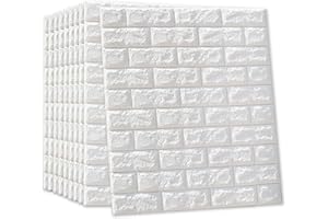 LEHOM MYOYAY MYOYAY 10Pcs 3D Wall Panels Peel and Stick White Brick Wallpaper Self-Adhesive Foam Wall Panels for Living Room Bedroom Background Wall Decor Cover 57 Sq.Ft