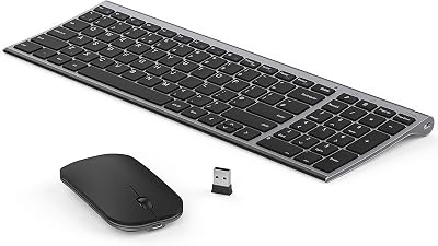 Seenda WGJP-031B Wireless Keyboard Mouse Set Ultra-Thin Aluminum Black Space