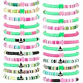 Liliaafar 24 Pcs Witch Party Favors Witch Friendship Matching Bracelets Bulk Pink and Green Party Supplies Wizard Hat Princess Clay Beaded Bracelets Accessories for Movie Fans Birthday Woman Gifts