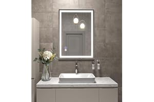 Beelux 16''x24'' Bathroom Mirror Lights, Wall-Mounted Lighted Vanity Mirror 3 Color Front Lights,Anti-Fog, Smart Touch, Memory Function, Stepless Dimmable,ETL Listed