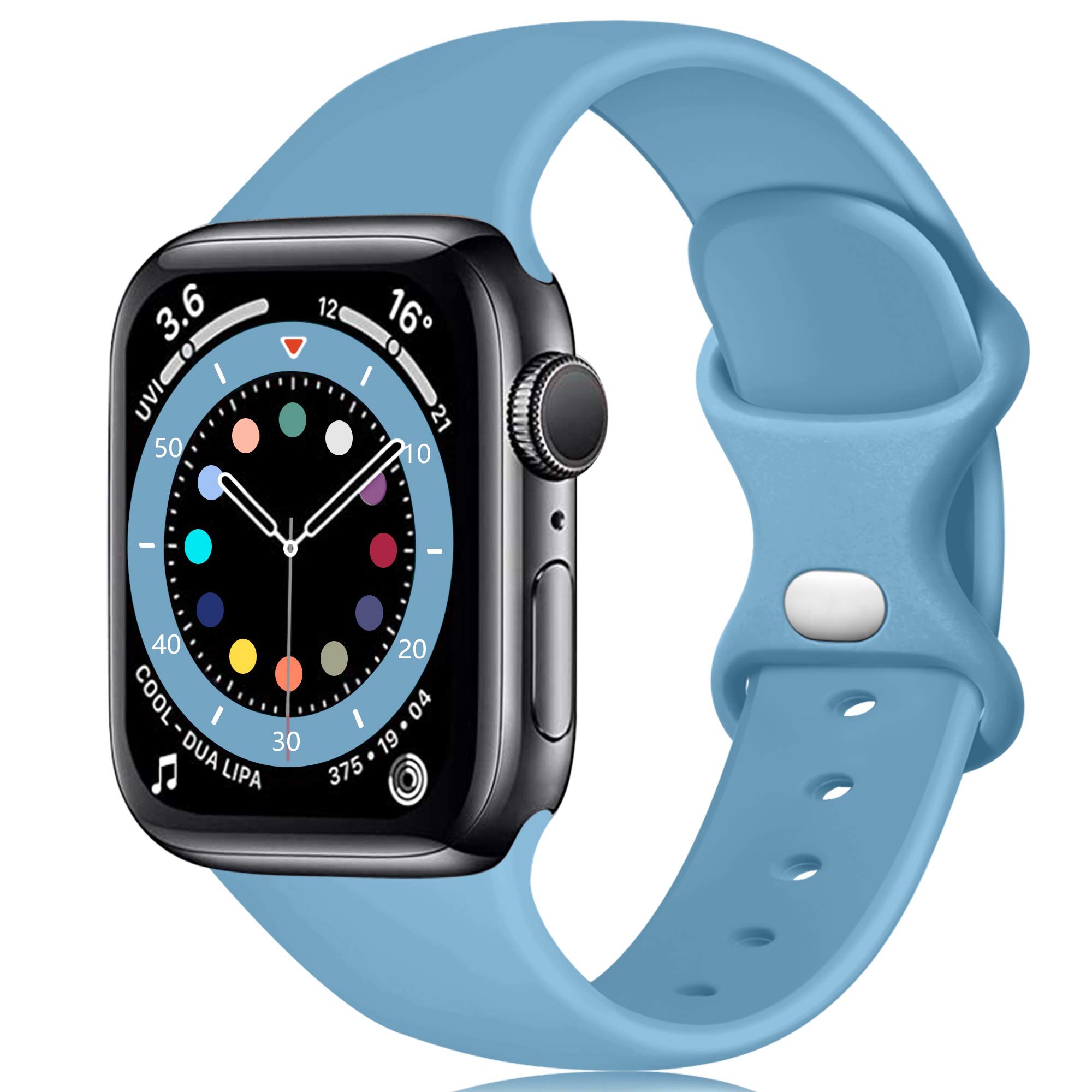 Epova Silicone Strap Compatible with Apple Watch Strap 44mm 42mm 45mm 46mm 49mm, Replacement Straps for Apple Watch Ultra/Ultra 2/ iWatch SE 3 Series 11 10 9 8 7 6 5 4 3 2 1, Lake Blue, Large