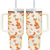Fox Gifts.40oz Fox Tumbler with Handle.Fox Lover Cup Gift.Birthday Christmas fox Tumblers Gift for Women Men.