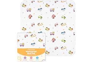 THINK GOOD TOTS Tuckable Potty Training Pee Pads for Kids, Toddlers - 100% Waterproof, Non Slip Bed Wetting Pad, Twin Beds, Washable, Reusable (Truck and Toys Design)