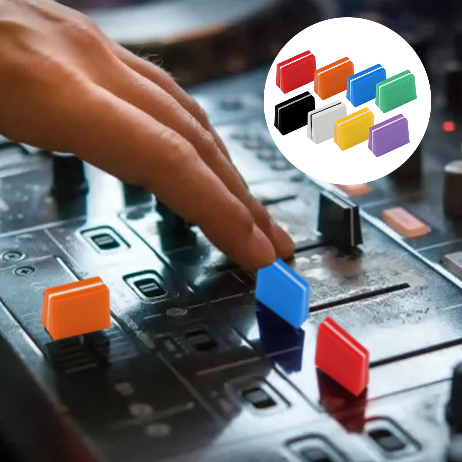 8pcs Fader Caps, Colorful Fader Caps Mixer Slider Fader Knobs for Pioneer DJM350, 400, 500, 700, 750, 800, 850, 900NEXUS, 900SRT, 900NXS2, 2000, 2000nexus Easy to Install