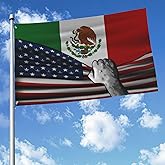Usa America American And Michoacan Mexico Mexican Flag 3x5 Ft Double-Sided Printed Indoor/Outdoor Flag Polyester Fabric Decorative Banner With 2 Brass Grommets 3x5 Foot Flags For Outside