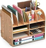 Lesfit Wooden Desk Tidy Organiser Office Stationery Storage 34x28x25 cm