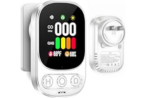 AMDV 4 in 1 Carbon Monoxide Detector Plug in Wall, Smoke Detector & Gas Alarm with HD Display Monitors Audible & Visual Alert