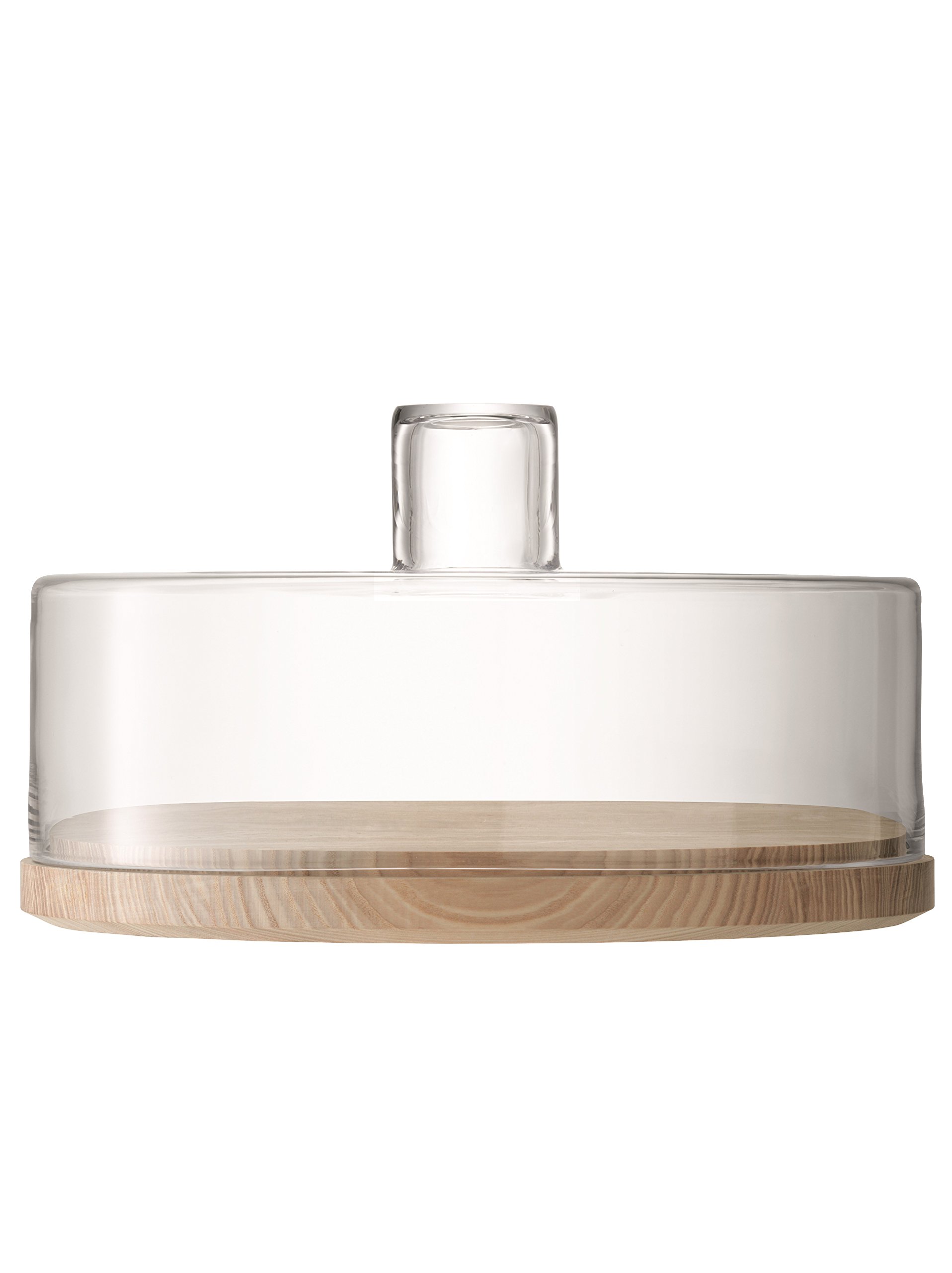 LSA International Lotta Cheese/Pastries Dome Clear & Ash Base Ø32cm| 1 Unit | Mouthblown & Handmade Glass | Hand Planed Wood | LW08