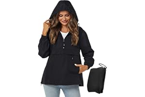Avoogue Womens Rain Jacket with Hood,Pullover,Packable,Lightweight,Windbreaker,Waterproof,Breathable.