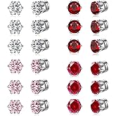 Spiritlele 12 Pairs Colors Cubic Zirconia Magnetic Earrings Set Clip on Non Piercing Earrings Unisex
