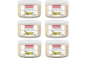 JADINGSFARM 6 Pack Canned Grasshoppers for Reptiles, Fish, Birds and Small Animals, Grasshoppers, Healthy High Protein Treat, Bearded Dragon Food 7.2 Ounces Total