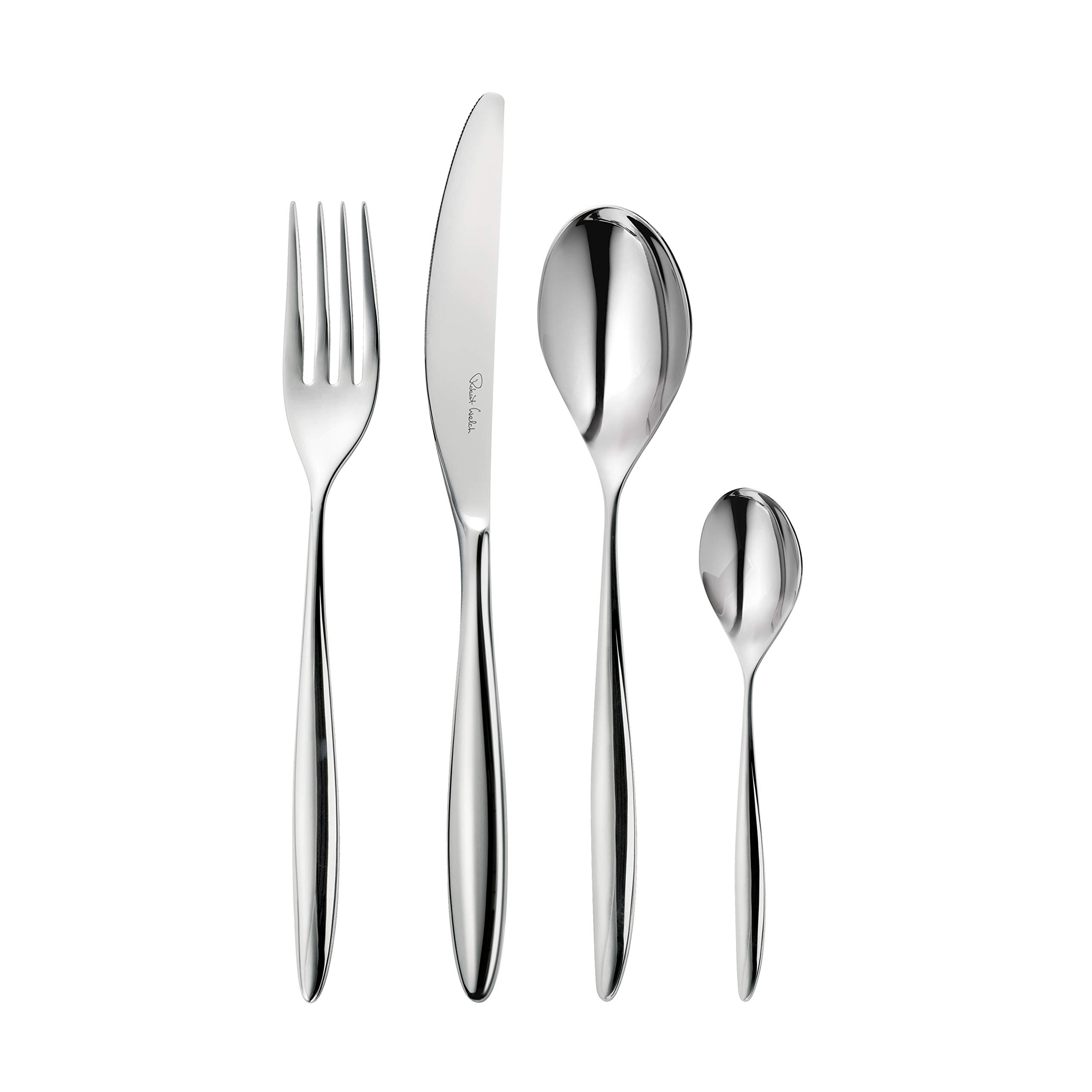 Robert Welch Hidcote Bright, 24 Piece Cutlery Set for 6 People. Made from Stainless Steel. Dishwasher Safe.