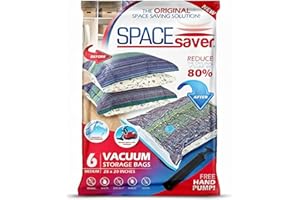 Spacesaver Vacuum Storage Bags Medium 6 Pack - Vacuum Seal Bags for Clothing, Comforters, Blankets and Bedding - 28 x 20 Inch
