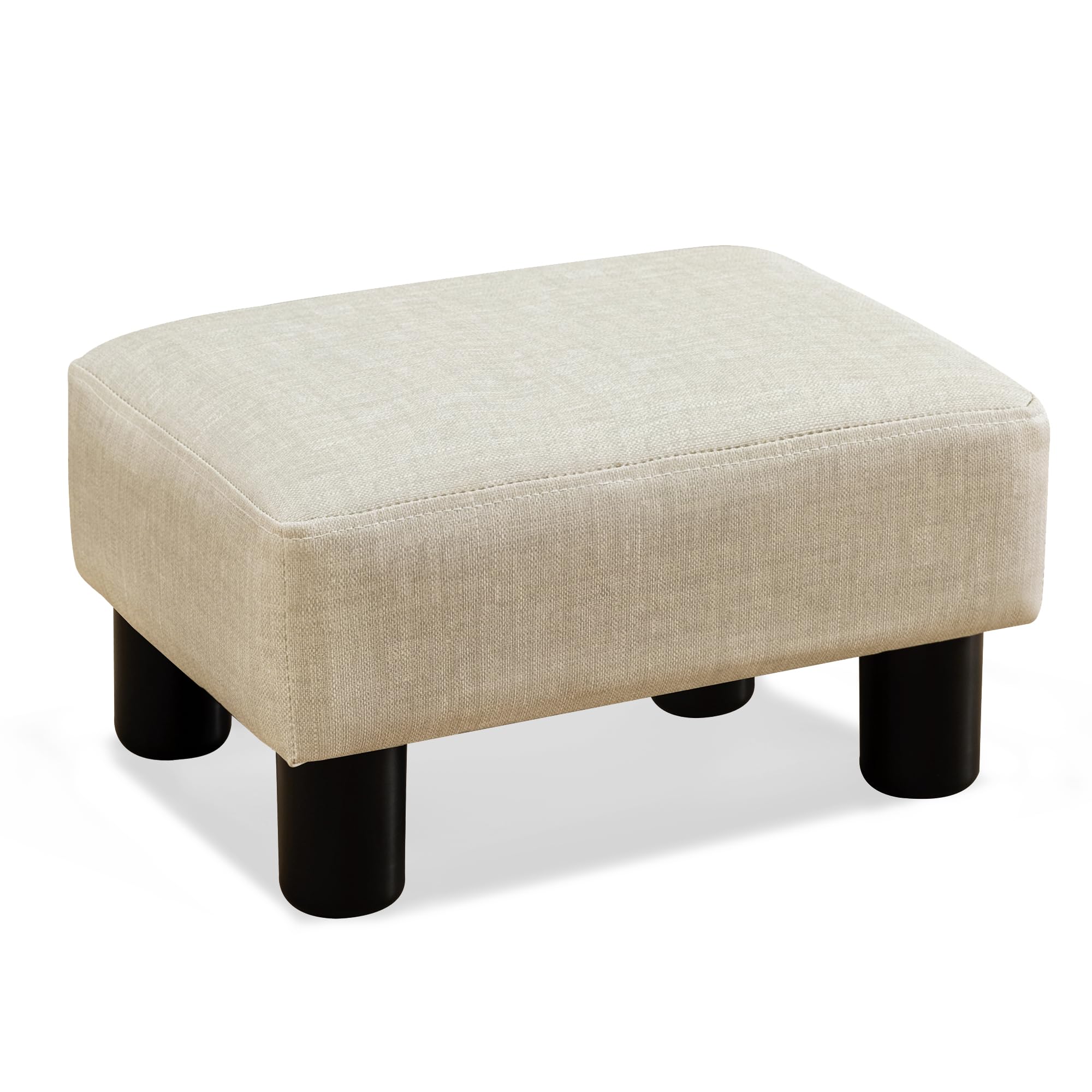 Photo 1 of LUE BONA Small Rectangle Foot Stool, PU Linen Fabric Footrest Ottoman with Non-Skid Plastic Legs, Modern Rectangle Footrest Small Step Stool Ottoman for Couch, Desk, Office, Living Room, Beige
