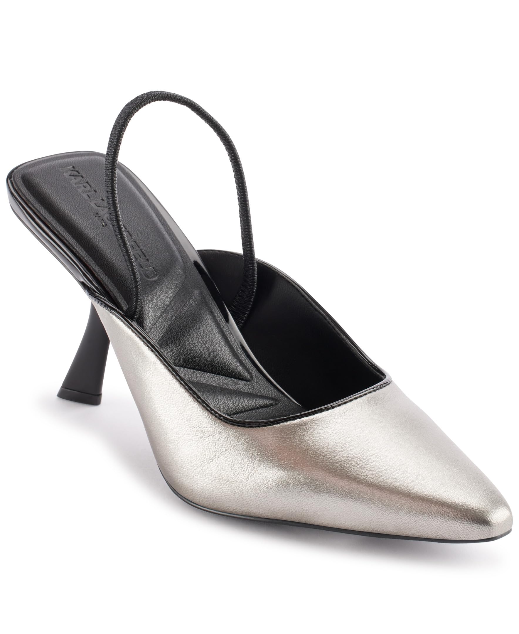 KARL LAGERFELD Paris Women’s Shoes Women’s Sandals,Pewter/Black,6.5